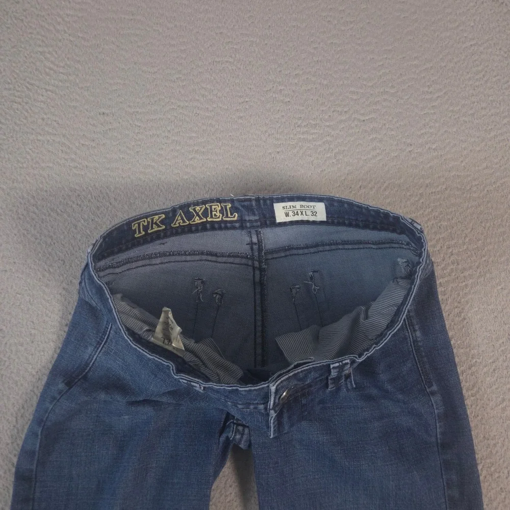 TK Axel Jeans Mens 34x32 Blue Slim Boot Stretch Denim Pants Preppy Casual Urban
